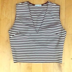 ZARA Stripped V-Neck Crop Top
